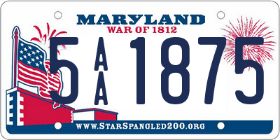 MD license plate 5AA1875