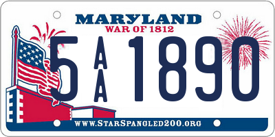 MD license plate 5AA1890