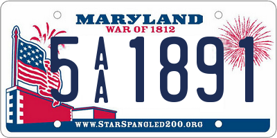 MD license plate 5AA1891