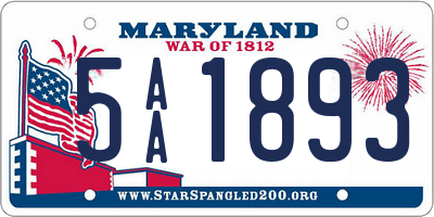 MD license plate 5AA1893