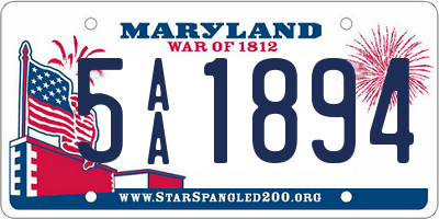 MD license plate 5AA1894