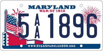 MD license plate 5AA1896