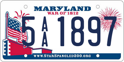 MD license plate 5AA1897