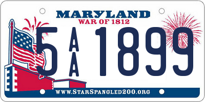 MD license plate 5AA1899