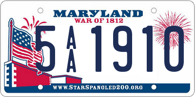 MD license plate 5AA1910