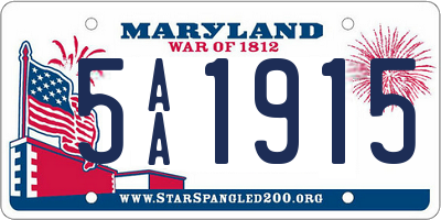 MD license plate 5AA1915