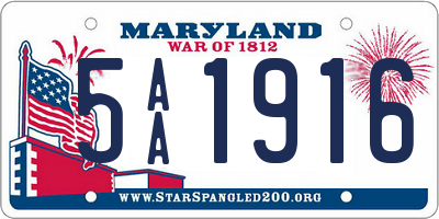 MD license plate 5AA1916