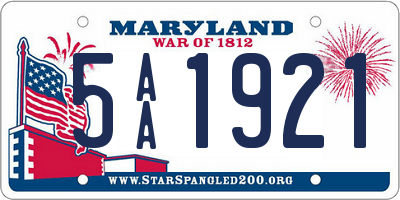 MD license plate 5AA1921