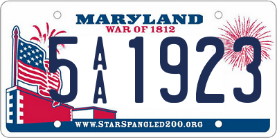 MD license plate 5AA1923