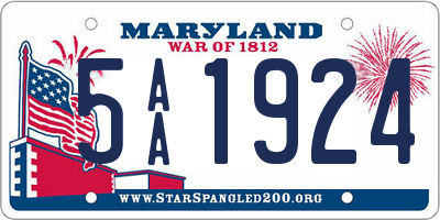 MD license plate 5AA1924