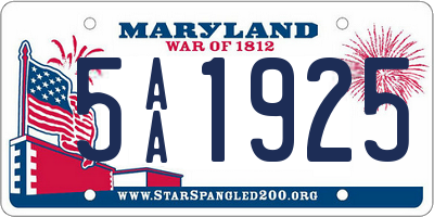 MD license plate 5AA1925