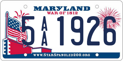 MD license plate 5AA1926