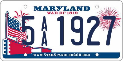 MD license plate 5AA1927