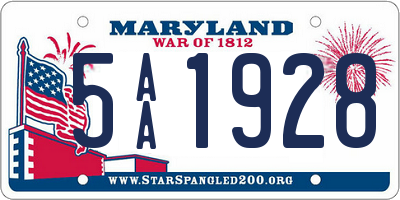 MD license plate 5AA1928