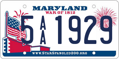 MD license plate 5AA1929