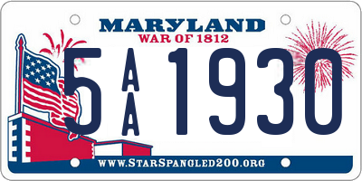 MD license plate 5AA1930