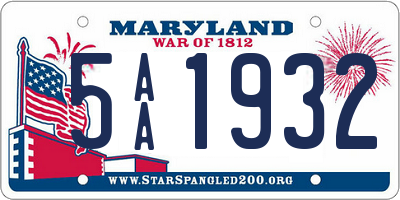 MD license plate 5AA1932