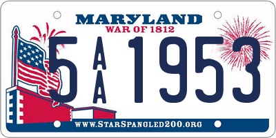 MD license plate 5AA1953