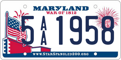 MD license plate 5AA1958