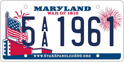 MD license plate 5AA1961