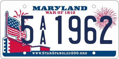 MD license plate 5AA1962