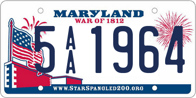 MD license plate 5AA1964