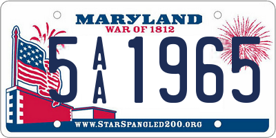MD license plate 5AA1965