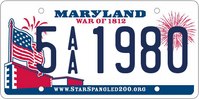 MD license plate 5AA1980