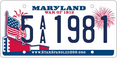 MD license plate 5AA1981