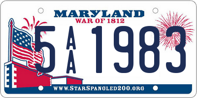MD license plate 5AA1983