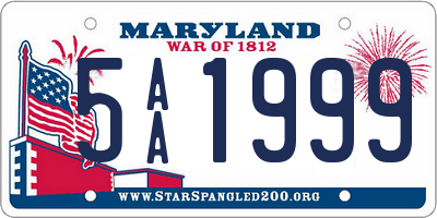 MD license plate 5AA1999