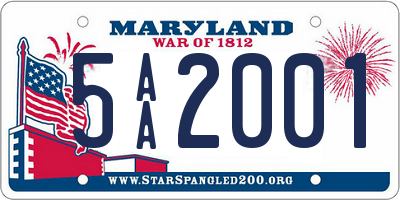 MD license plate 5AA2001