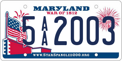 MD license plate 5AA2003