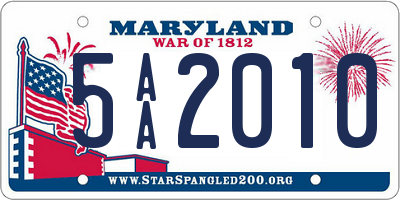 MD license plate 5AA2010