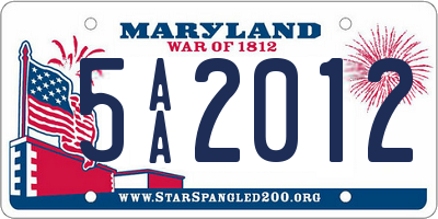 MD license plate 5AA2012