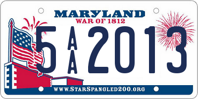 MD license plate 5AA2013