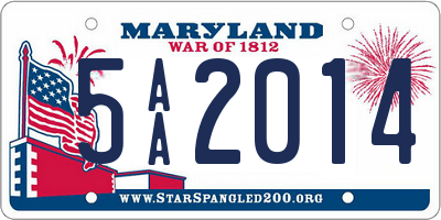 MD license plate 5AA2014