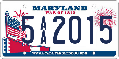 MD license plate 5AA2015