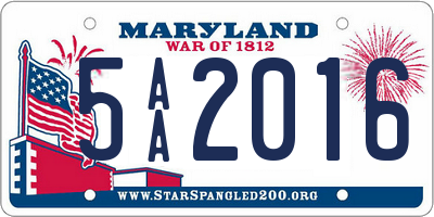 MD license plate 5AA2016