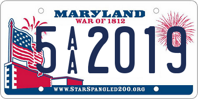 MD license plate 5AA2019