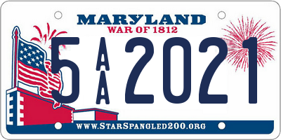 MD license plate 5AA2021