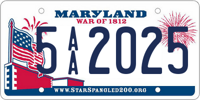 MD license plate 5AA2025