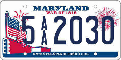 MD license plate 5AA2030