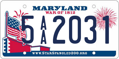 MD license plate 5AA2031