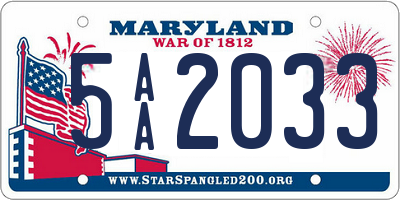 MD license plate 5AA2033