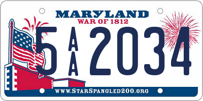 MD license plate 5AA2034