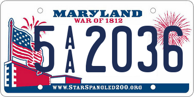 MD license plate 5AA2036