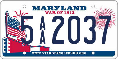 MD license plate 5AA2037