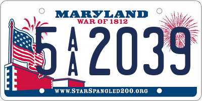 MD license plate 5AA2039