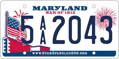 MD license plate 5AA2043